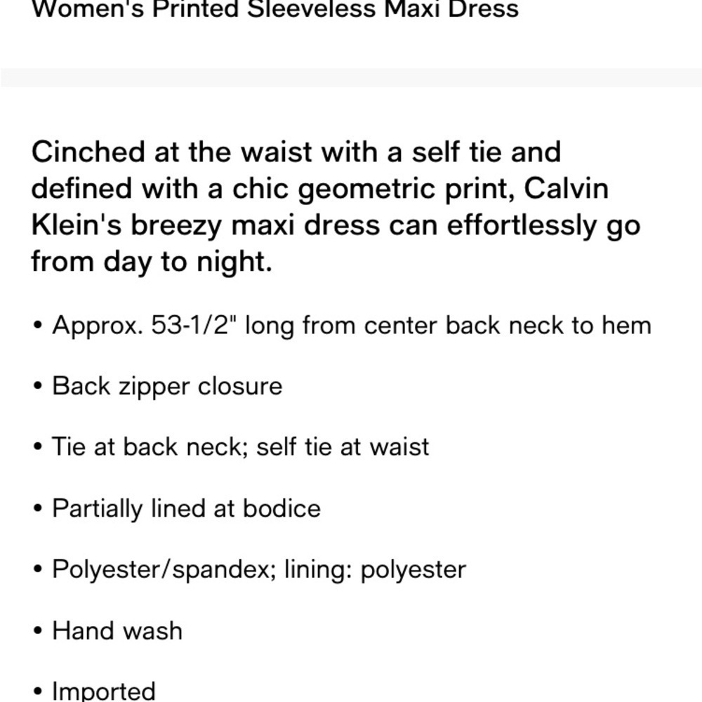NWT Calvin Klein Eggplant and Cream Abstract Sleeveless Print Maxi Dress (XL) - Picture 11 of 12